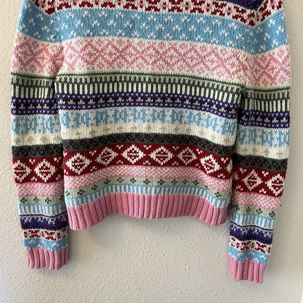 Vintage Y2K Cardigan Sweater Girls XL Fair Isle Full Zip Colorful Ski So Real - Picture 11 of 15